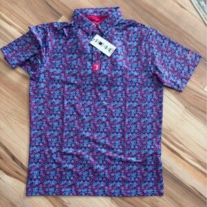 Men's Blue and Purple Polo Shirt